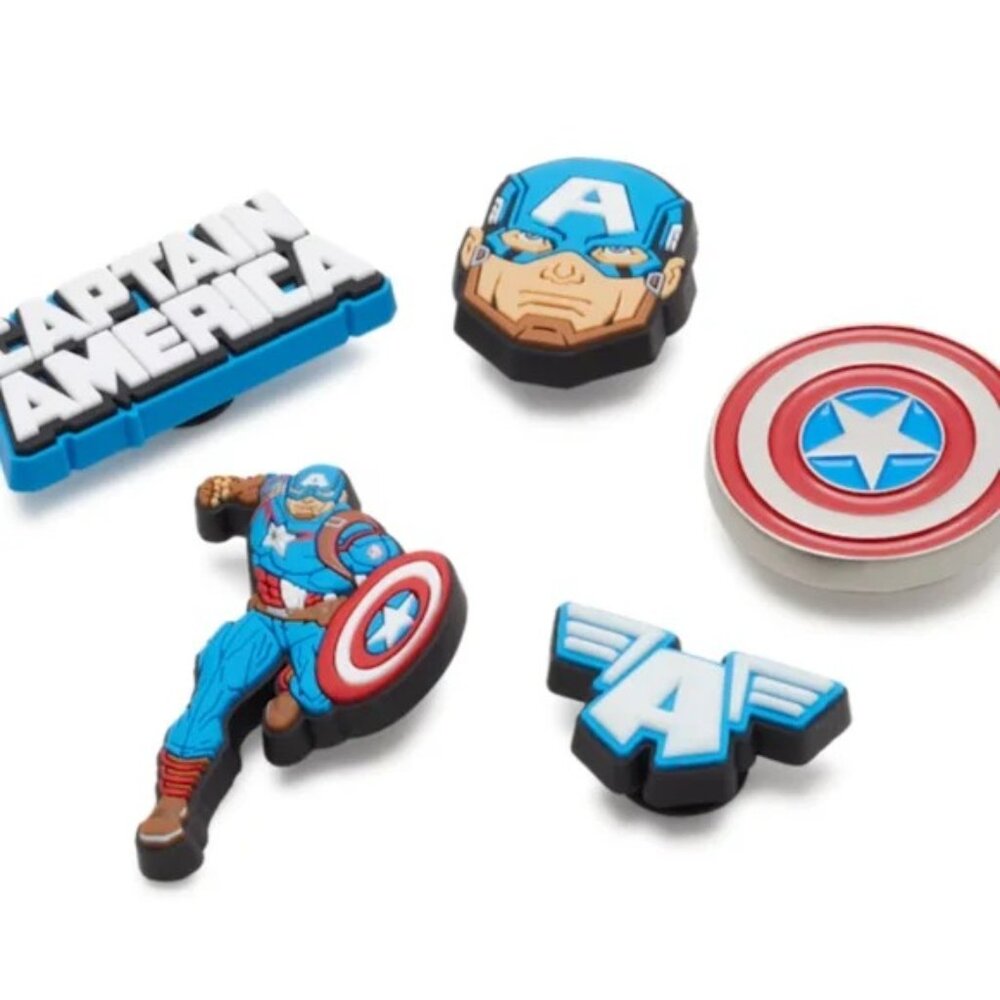 Marvel Captain America Crocs Jibbitz 5 Pack Shoe Charms Superhero NWT - Picture 4 of 4